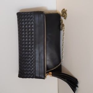 Urban Expressions faux leather clutch/ over the shoulder purse woven front flap